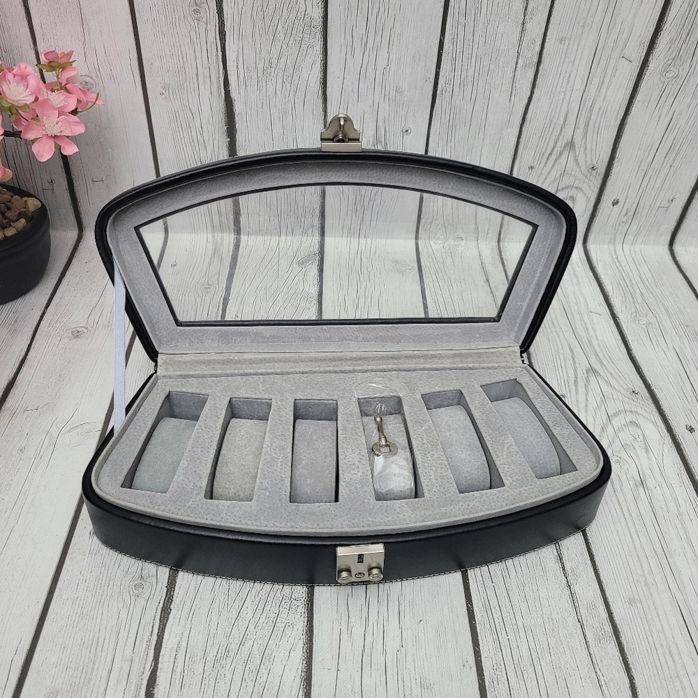 Bey-Berk Leather Watch Box with Lock and Key
